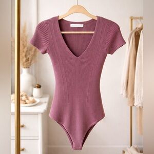 Abercrombie & Fitch Mauve Pink Sweater Ribbed Bodysuit